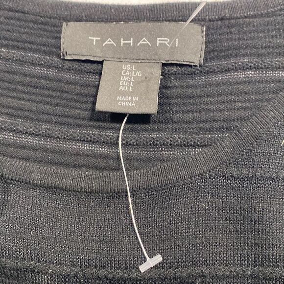 Tahari Women's Long-Sleeve Scoop Neck Swing Knit Dress Black Small - Picture 7 of 10